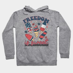 Freedom is Sweet 4th of July Groovy Independence Day Hoodie